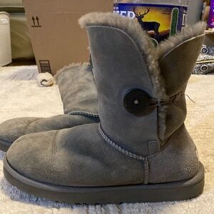 Grey Bailey Button Ugg Boots